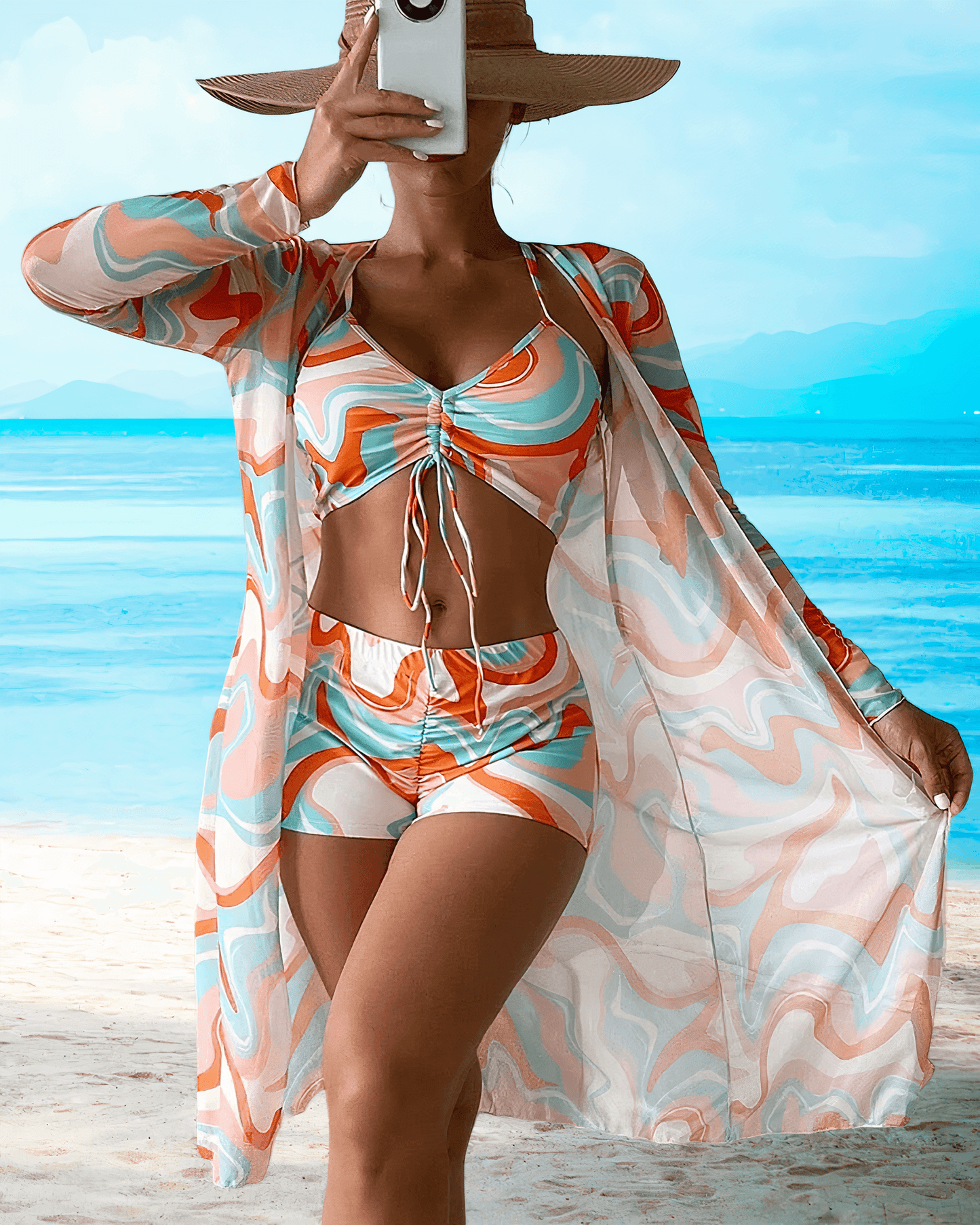 Ensemble kimono - Vêtements de plage tendance - Aérien - Parfait pour les journées ensoleillées