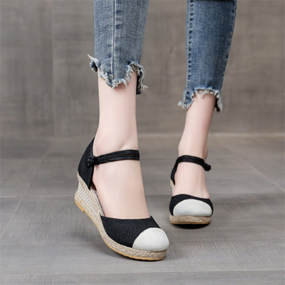 Sophie | Espadrilles avec bride de cheville et embouts contrastés