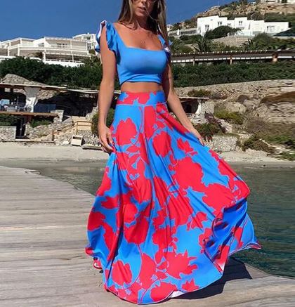 Kiara - Robe d'été sexy deux pièces avec imprimé boho