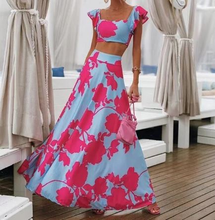 Kiara - Robe d'été sexy deux pièces avec imprimé boho