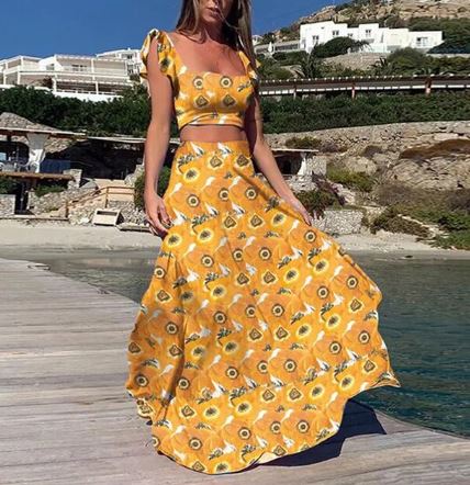 Kiara - Robe d'été sexy deux pièces avec imprimé boho