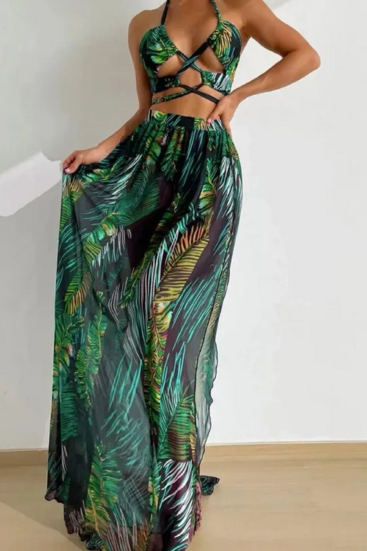 Zandria | Blouse Jupe en gaze Maillot de bain trois pièces