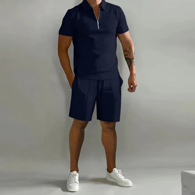 Lorenzo Two-piece set | Ensemble polo et short d'été de luxe pour homme