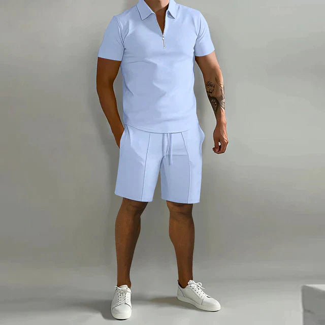 Lorenzo Two-piece set | Ensemble polo et short d'été de luxe pour homme