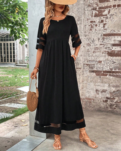 Robe à la taille - Simple - 65% polyester, 35% coton - Idéal pour le printemps, l'été et l'automne