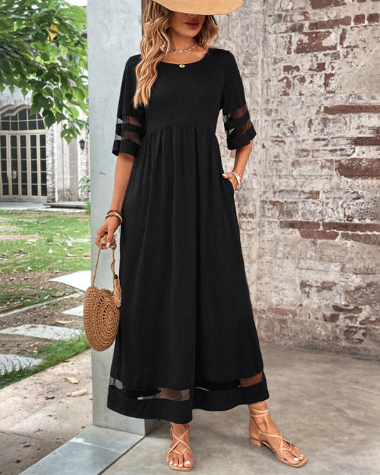 Robe à la taille - Simple - 65% polyester, 35% coton - Idéal pour le printemps, l'été et l'automne