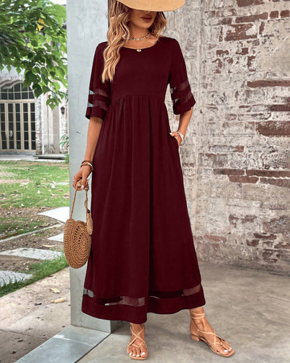 Robe à la taille - Simple - 65% polyester, 35% coton - Idéal pour le printemps, l'été et l'automne