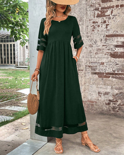 Robe à la taille - Simple - 65% polyester, 35% coton - Idéal pour le printemps, l'été et l'automne
