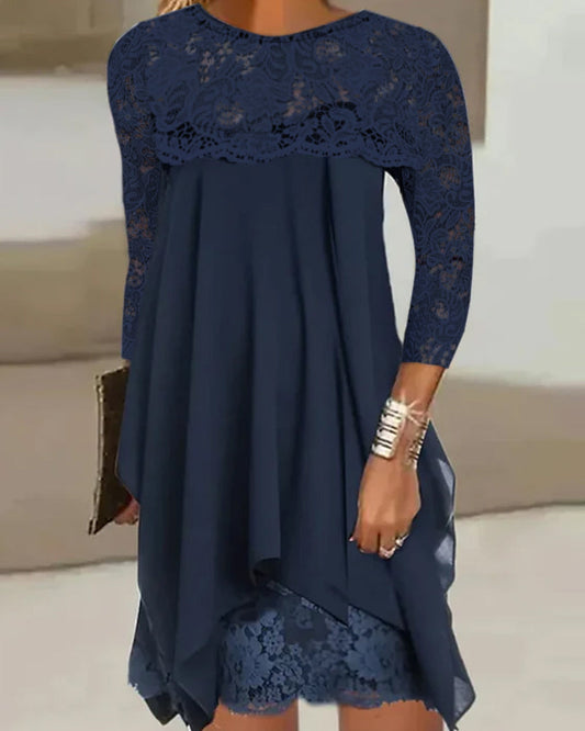 Robe A-line - Elégante - Mélange de coton et de dentelle - Parfaite pour le printemps et l'été