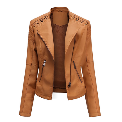 Veste en cuir PU avec fermeture éclair