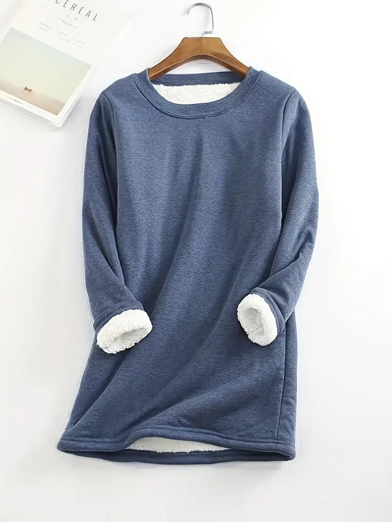 Elaine - Sweatshirt en Fleece Bleu Mer Confortable pour l'Automne pour Femmes