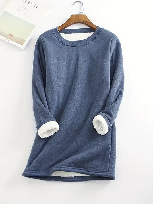 Elaine - Sweatshirt en Fleece Bleu Mer Confortable pour l'Automne pour Femmes