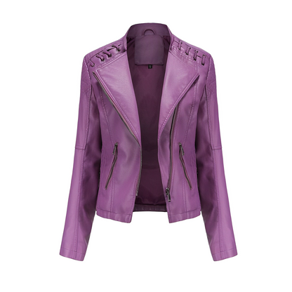 Veste en cuir PU avec fermeture éclair