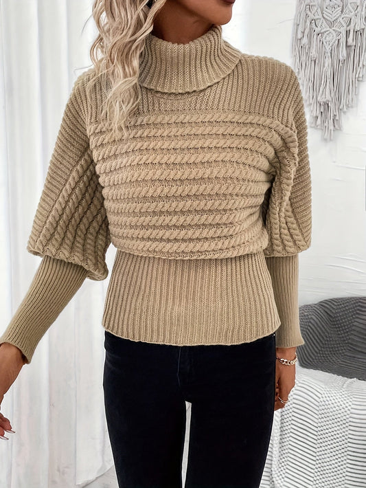 Lise | Pull en maille à col roulé uni