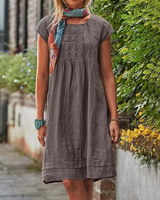 Maisie - Robes en lin unies vintage décontractées pour femmes