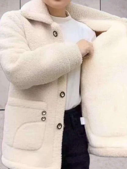 Veste polaire pour femme avec col polo et fermeture à boutons