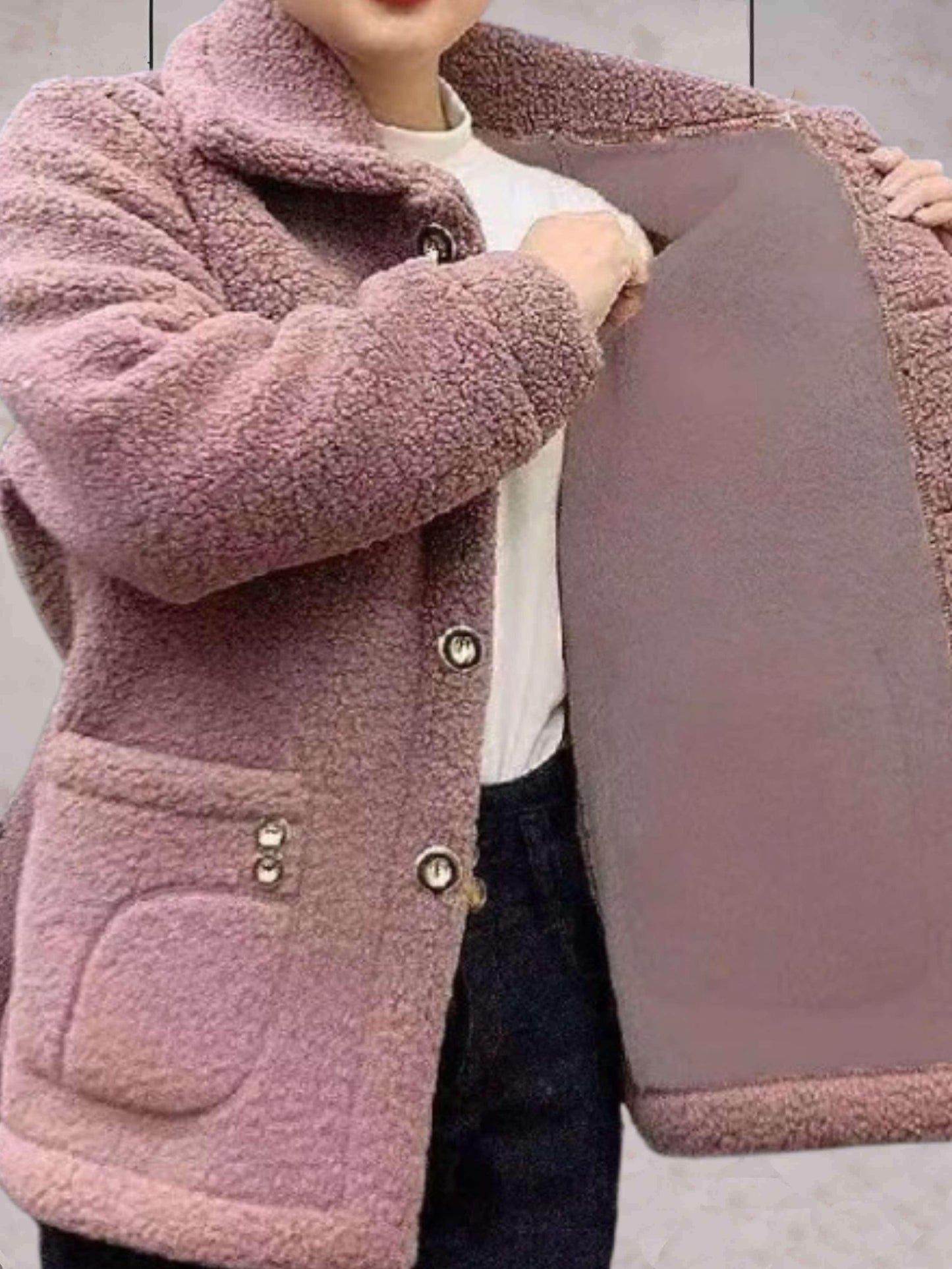 Veste polaire pour femme avec col polo et fermeture à boutons