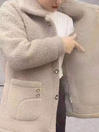 Veste polaire pour femme avec col polo et fermeture à boutons