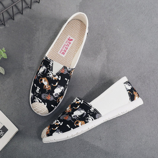 Loïs | Espadrilles plates en toile avec imprimé bohème