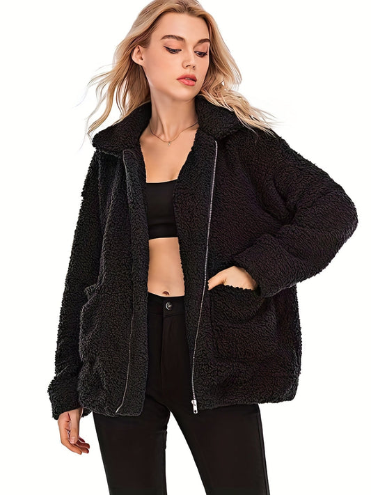 Yessenia - manteau teddy zippé élégant