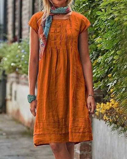 Maisie - Robes en lin unies vintage décontractées pour femmes