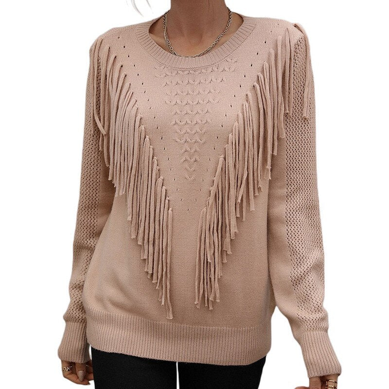 Sophie - Pull d'Automne Stylé avec Franges pour Femmes