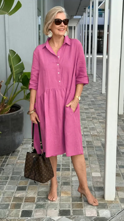 Nouvelle robe décontractée en lin et coton pour femmes