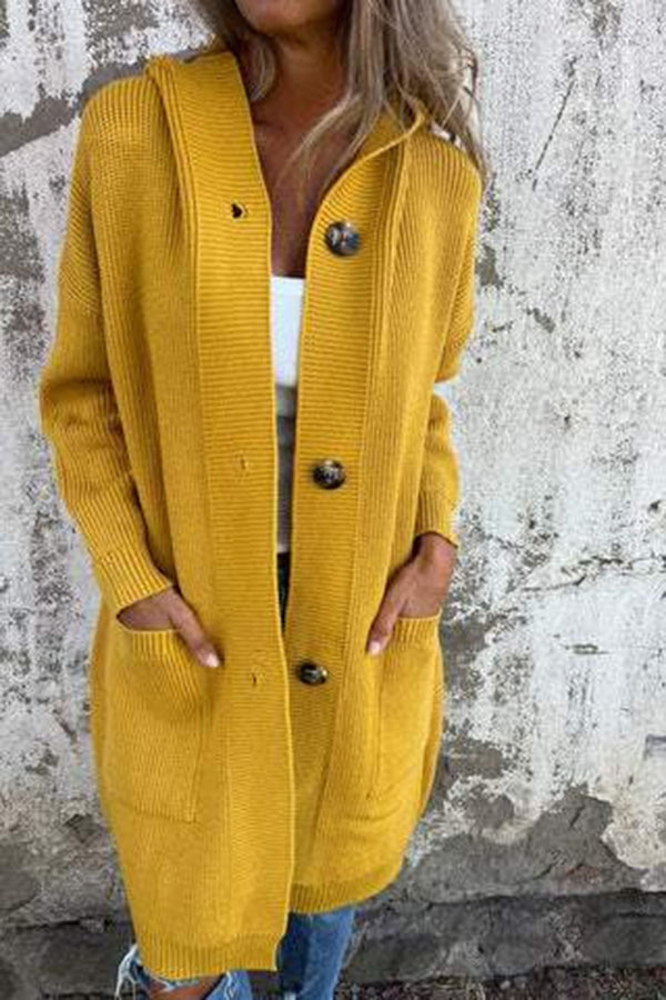 Lina - Gilet tricoté pour femme avec capuche et poches