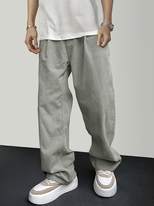Pantalon décontracté - Couleur unie - velours côtelé en polyester avec fermeture par cordon de serrage - Parfait pour les week-ends décontractés