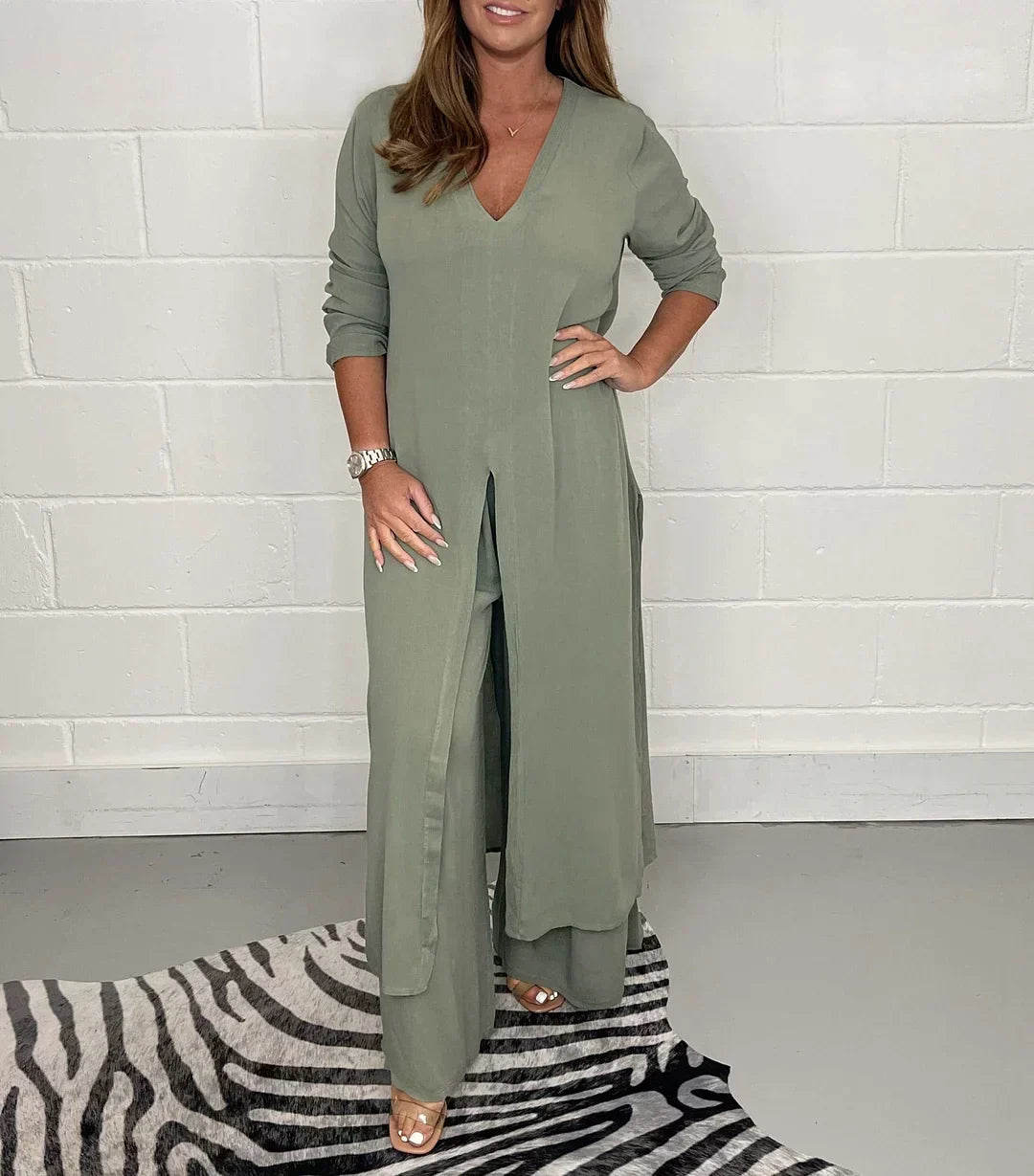 ELISSE | Ensemble 2 pièces décontracté : haut long, pantalon assorti