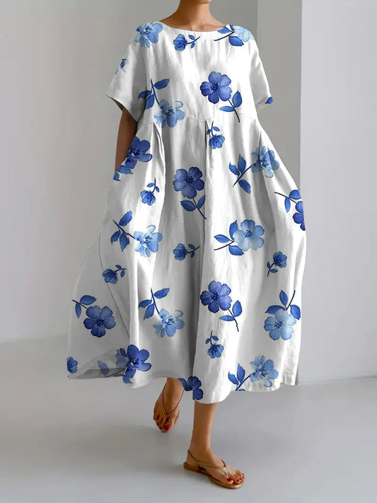 Robe ample pour femmes avec imprimé floral rétro botanique