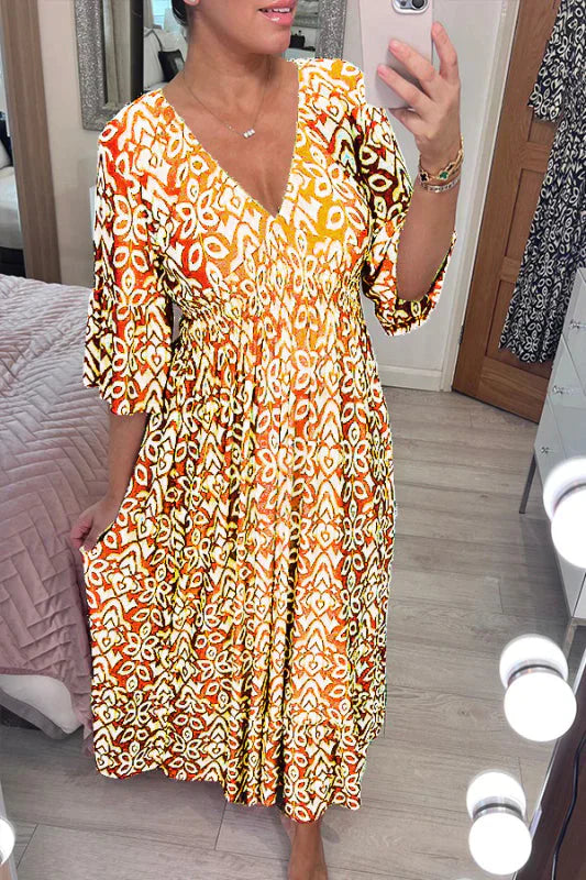Flora - Robe à fleurs décontractée avec décolleté en V