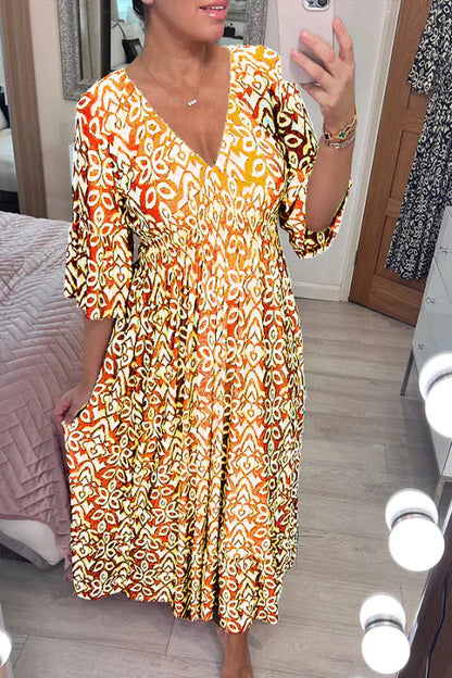 Flora - Robe à fleurs décontractée avec décolleté en V