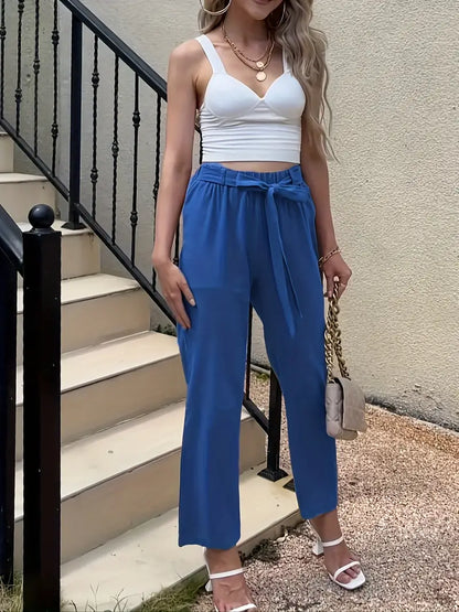 pantalon décontracté uni avec cravate