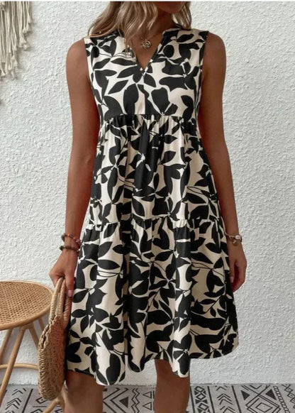 Robe d'été élégante avec encolure en V et silhouette féminine