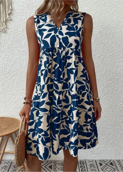 Robe d'été élégante avec encolure en V et silhouette féminine