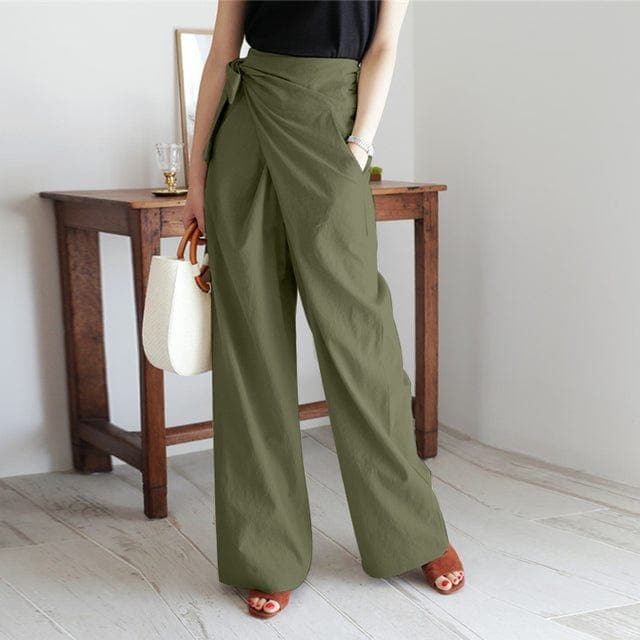 Elaine - Pantalon cache-cœur élégant à taille haute