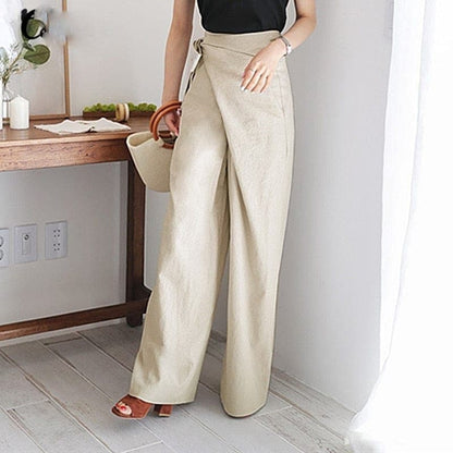 Elaine - Pantalon cache-cœur élégant à taille haute