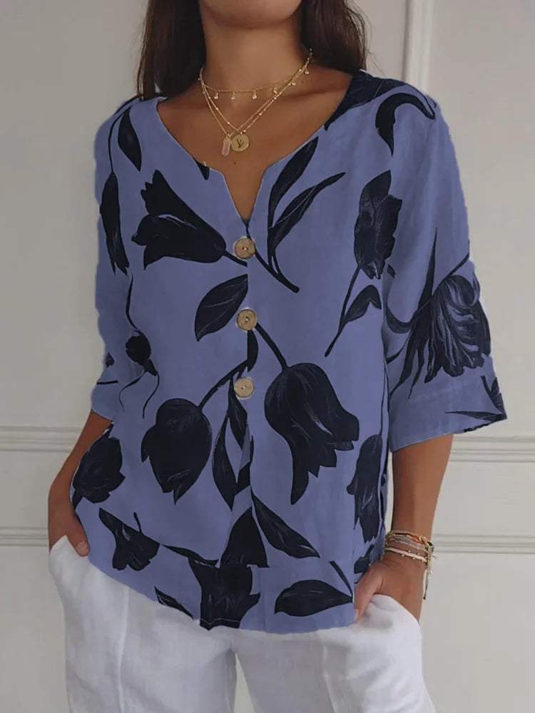 Chemisier pour femmes - Imprimé floral - Matière légère et respirante - Parfait pour les occasions décontractées et formelles