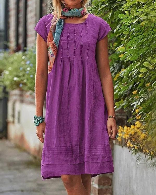 Maisie - Robes en lin unies vintage décontractées pour femmes
