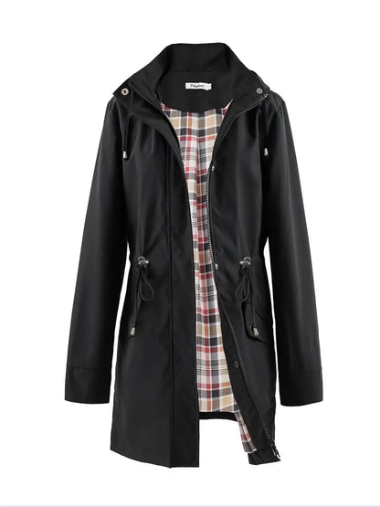 Veste imperméable classique pour l'extérieur avec imprimé et capuche pour femmes | Parfait pour les activités de plein air