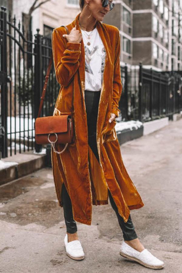 Kamila - manteau long en velours élégant