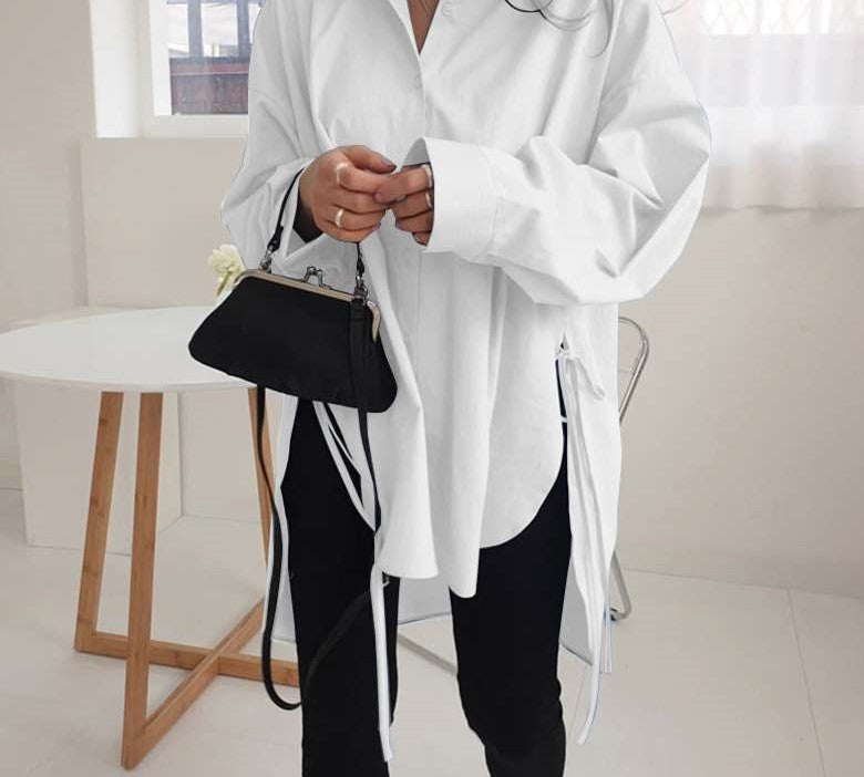 Udyta Blouse | Blouse nouée à manches longues surdimensionnées