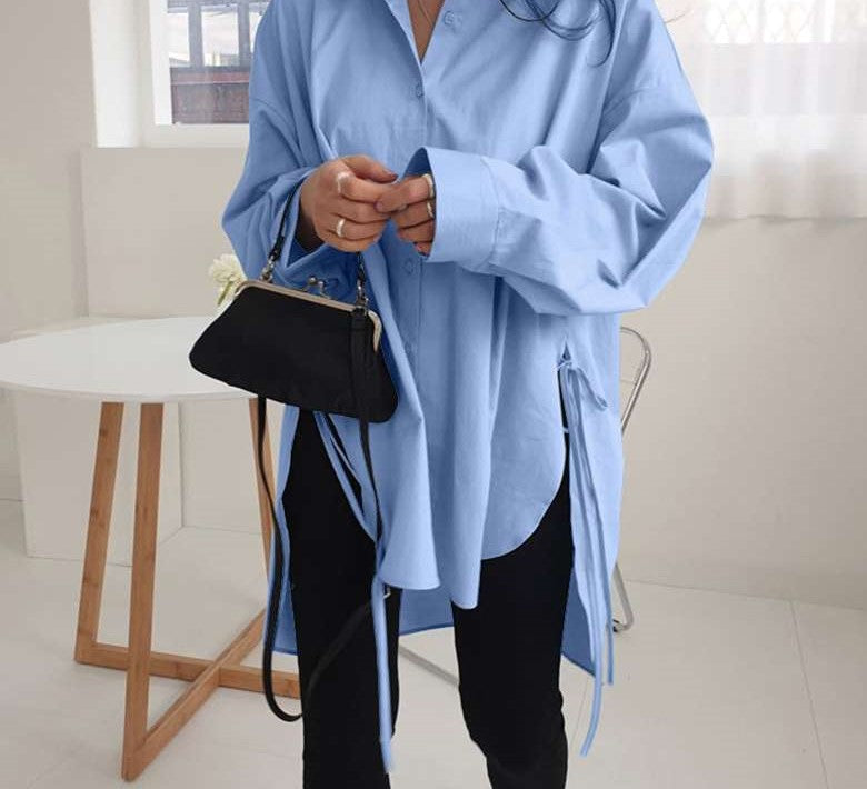 Udyta Blouse | Blouse nouée à manches longues surdimensionnées