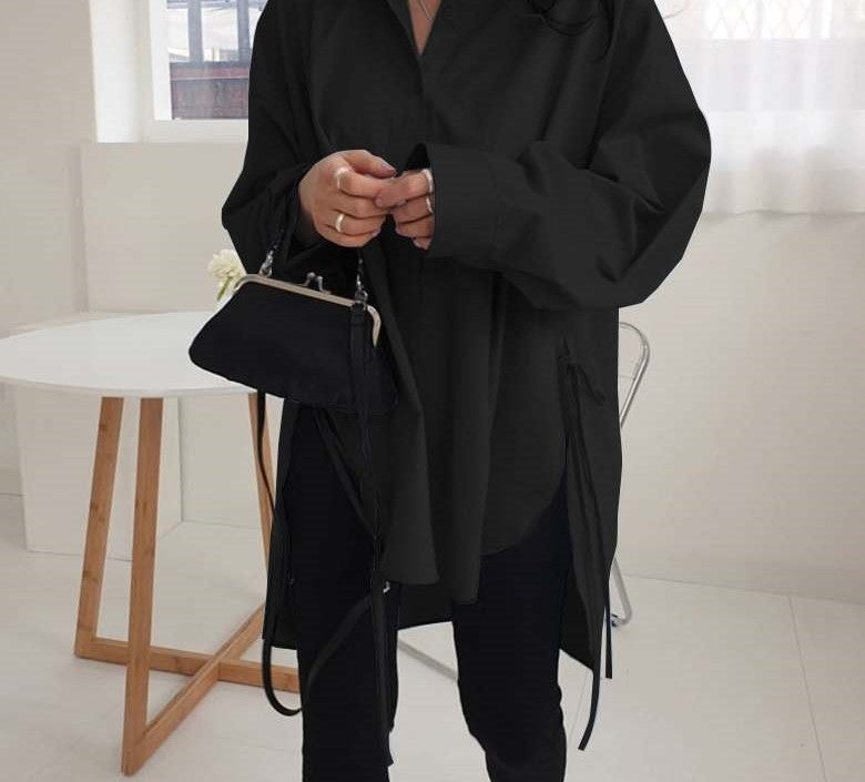 Udyta Blouse | Blouse nouée à manches longues surdimensionnées