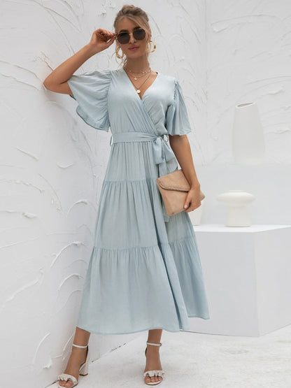 robe longue avec encolure en V