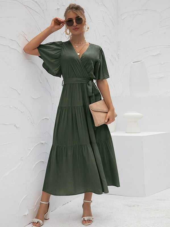 robe longue avec encolure en V