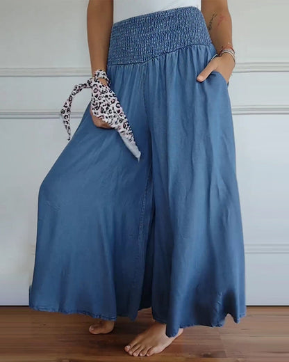 Pantalon large avec ceinture élastique