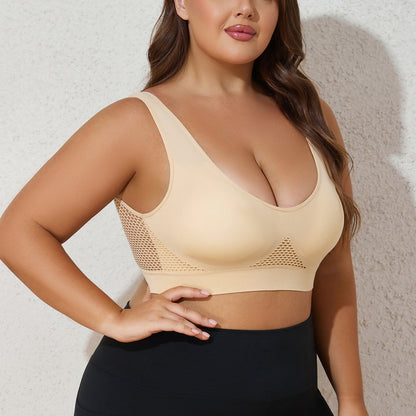 Lotte | Soutien-gorge de sport grande taille pour femme - Maille respirante, bretelles larges, coussinets amovibles, dos en U, rose