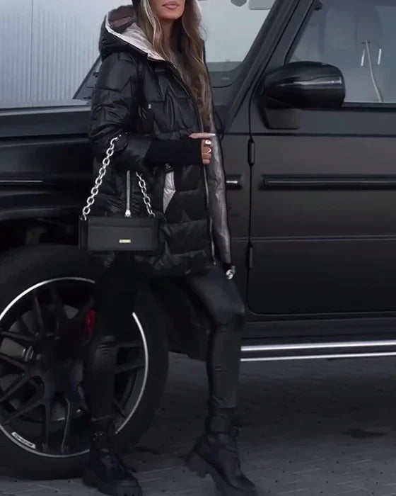 Décontracté - veste matelassée avec colourblocking, cordon de serrage et fermeture à friction